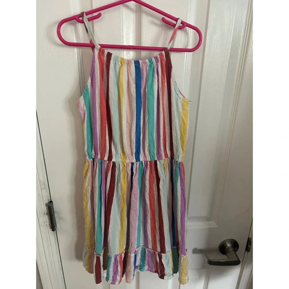 OshKosh B'gosh Dress Multi-Color Striped Ruffle Hem Summer Sun Dress 8